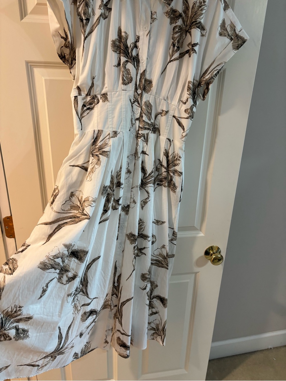 entro White Midi Shirt Dress with Brown Floral Print - Picture 5 of 10